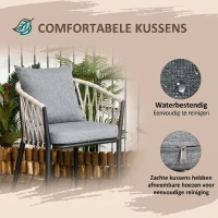 Outsunny 3 delen Tuinmeubelset, balkonset incl. 1 tafel, 2 stoelen staal, grijs(m-7)
