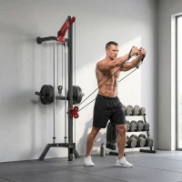 SPORTNOW Cable Station, Wall-Mounted, Adjustable 16-Position Pulleys Machine, Black.(m-9)