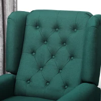 HOMCOM Elegante oorfauteuil, dik gewatteerd, afneembare bekleding, 74 x 86 x 102 cm, Donkergroen(m-9)