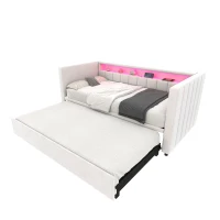 Space-Saving Sofa Bed with Pull-Out Bed, Versatile Sleeper Couch for Bedrooms, Guest Rooms, or Youth Rooms, 201L x 100W x 73H cm, Beige(m-15)