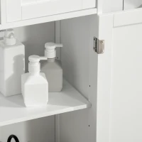 Kleanklin Armário de Casa de Banho com 2 Portas Prateleira Ajustável 2 Gavetas e Compartimento Aberto Móvel Auxiliar de Armazenamento para Sala de Estar Cozinha 60x30x108,8cm Branco(m-10)