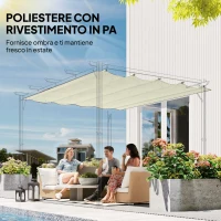 Outsunny Telo Pergola per Esterni Anti UV in Poliestere Bianco Crema con 8 Fori di Drenaggio, 286x245 cm(m-5)