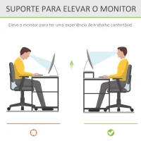 HOMCOM Suporte para Monitor de Bambu Organizador de Escritório para Monitor Portátil 48x25,5x11,5 cm Madeira(m-4)