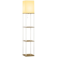HOMCOM Lampadaire en bois design moderne 3 étagères douille E27 (ampoule non inclus) pour chambre salon bureau café hôtel blanc