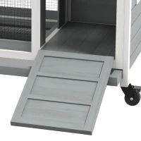 PawHut Konijnenhok, Kleine Dierenhok voor Dwergkonijnen, Cavia's, met Wielen, 108 x 58 x 73,5 cm, Grijs(m-10)