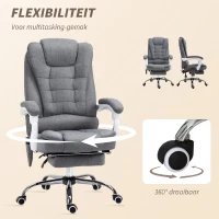 Vinsetto Ergonomische massage bureaustoel met 6 Vibratiepunten, Verstelbare Rugleuning en 360° Draaistoel Grijs(m-7)