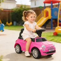 AIYAPLAY Rutschauto für Kinder 12-36 Monate Fiat-Lizenz mit Musik, Hupe und Staufach unter dem Sitz aus PP, Rosa(m-6)