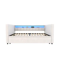Space-Saving Sofa Bed with Pull-Out Bed, Versatile Sleeper Couch for Bedrooms, Guest Rooms, or Youth Rooms, 201L x 100W x 73H cm, Beige(m-2)