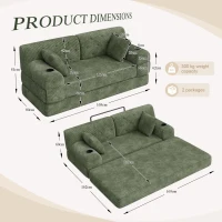 Cozy Sleeper Sofa with High-Density Foam and Soft Corduroy, Convertible Couch for Living Rooms and Small Spaces, 168L x 80W x 81H cm, Green(m-3)