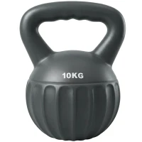 SPORTNOW Kettlebell 10 kg, Haltère avec Poignée Antidérapante, Haltère à Boule, Musculation, Entraînement, pour Gym, Gris(m-17)