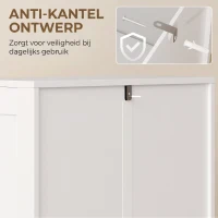 HOMCOM Keukenkast, Hoge Kast met 2 Verstelbare Planken, Buffetkast met 4 Gebogen Deuren 60 x 30 x 110 cm, Wit(m-7)