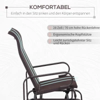 Outsunny Schaukelstuhl Garten Gartenstuhl Relaxstuhl Gartenschaukel Garten Metall Schaukel Stuhl für Garten Terrasse Balkon Texteline Braun 60 x 78 x 105 cm(m-4)
