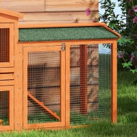 PawHut Kleindierenhok, kleine dierenkooi, buitenkonijnenhok, buitenren, winterbestendig, massief hout, 150 x 45 x 85 cm, Oranje(m-13)