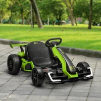 HOMCOM Go Kart Elettrico per Bambini 6-12 Anni 24V 12km/h con Seggiolino Regolabile, Verde(m-10)