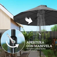 Outsunny Sombrilla Doble para Jardín 455x265x238 cm Parasol Grande con Manivela Manual Protección Solar Color Negro(m-7)