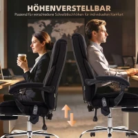 Vinsetto Ergonomischer Bürostuhl mit Massagefunktion, Fußstütze, drehbar, rollbar, Schwarz(m-7)