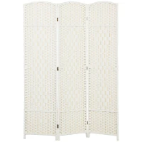 HOMCOM Separador de Ambientes de 3 Paneles Biombo Plegable 135x180 cm Pantalla de Privacidad de Polipropileno Blanco(m-11)