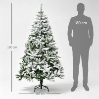 HOMCOM Künstlicher Weihnachtsbaum, Schnee-Effekt, flammenhemmend, Scharnierkonstruktion, Grün/Weiß(m-3)