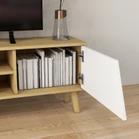 HOMCOM Mueble TV de Salón con 2 Puertas 2 Estantes y 5 Patas para Televisores de hasta 65'' para Dormitorio 150x30x42 cm Roble(m-8)