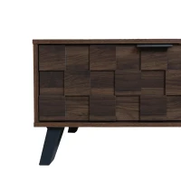 Spacious TV Cabinet with 2 Doors and 2 Open Shelves, Smooth TV Stand with Soft‑Closing Hinges, 160.5L x 35W x 45H cm, Wood(m-6)
