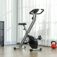 SPORTNOW Bicicleta Estática Plegable 8 Niveles Resistencia Magnética Monitor LCD Asiento Ajustable Sensor Ritmo Soporte Teléfono(m-10)