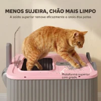 PawHut Caixa de Areia Fechada para Gatos M com Tampa, Saída Superior, Pá, Filtros Desodorizantes, Fácil de Limpar, Rosa(m-4)