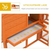 PawHut Kleindierenhok, kleine dierenkooi, buitenkonijnenhok, buitenren, winterbestendig, massief hout, 150 x 45 x 85 cm, Oranje(m-6)