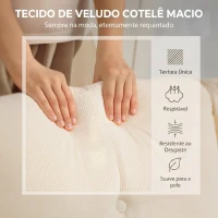 HOMCOM Sofá Chaise Longue Reversível de 3 Lugares Estofado em Veludo Estrutura de Aço Para Salas Pequenas Creme(m-6)