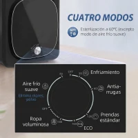 HOMCOM Secadora de Evacuación 3 kg 800W Función Antiarrugas Función Esterilizar 5 Programas Carga Frontal 48x40x56 cm Negro(m-5)