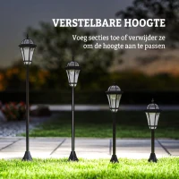 Outsunny solar tuinlantaarn, set van 2, tuinverlichting, tuinpadverlichting met LED, 6 - 8 uur, roestvrij staal zwart Ø 18,5 x 129 H cm tuinlantaarn set LED-lantaarn tuinverlichting Stdn. 129 H cm | Aosom.de(m-6)