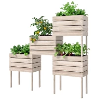 Outsunny Jardinières sur Pieds carrés potagers - Lot de 4 jardinières sur Pied modulables - 50L x 30l x 60H cm(m-11)
