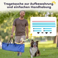 PawHut Agility Set Hunde 4-teiliges höhenverstellbar Agility-Ausrüstung mit 4 Hürden Tragetasche 99 x 65 x 94 cm Hellblau(m-6)