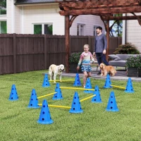 PawHut Agility Set Hunde 6-teiliges Agility-Ausrüstung für Hundetraining Steckhürdenset mit 12 Kegel 6 Hürden Tragetasche(m-2)