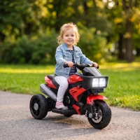 AIYAPLAY Kids Electric Motorcycle Ride-On Toy, 3-Wheel Battery-Operated Motorbike with Horn, Toddler Ride On Bike, Red(m-9)