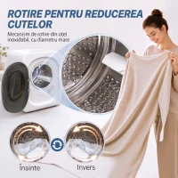 HOMCOM Mini Uscător de Rufe Portabil 2.5 kg, 5 Programe, 800W, Încărcare Frontală, Tambur Inox, pentru Acasă, Alb(m-6)
