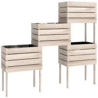 Outsunny Jardinières sur Pieds carrés potagers - Lot de 4 jardinières sur Pied modulables - 50L x 30l x 60H cm(m-12)