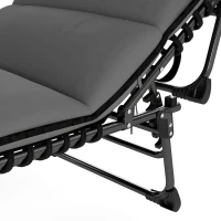 Outsunny Lot de 2 Bains de Soleil Transat de Jardin Matelas XXL 9cm Inclinable 180° Plat Pliable à 5 Positions 200x57x38cm Gris(m-13)