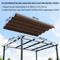 Outsunny Ersatzdach für 2,85 x 2 m Gartenpavillon, ausziehbar, einfache Montage, Polyester, Kaffee(m-4)