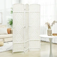 HOMCOM Separador de Ambientes de 3 Paneles Biombo Plegable 135x180 cm Pantalla de Privacidad de Polipropileno Blanco(m-2)