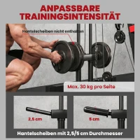 SPORTNOW Kraftstation Fitnessstation mit Latzug, Butterflystange, verstellbar Preacher Bank, Beintrainer, bis 120kg Schwarz+Rot(m-4)