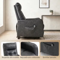 HOMCOM Sillón Relax Reclinable Eléctrico Levanta Personas de Cuero PU Control Remoto Asiento con Resorte Reposapiés Gris(m-7)