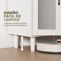 HOMCOM Aparador de Cocina Moderno con Puerta de Acrílico Cajón Estante Ajustable Compartimento Abierto 80x34x91 cm Blanco(m-7)