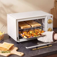 HOMCOM Mini Oven, 9L Countertop Electric Grill, Toaster Oven with Adjustable Temperature and Timer, 750W, White(m-14)