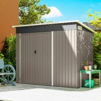 Outsunny 7.5 x 4.3ft Metal Garden Storage Shed, Waterproof Outdoor Shed with Triple Lockable Door, Gloves, Vents, Light Grey(m-9)