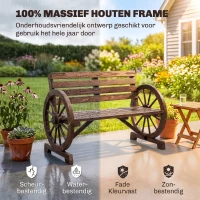 Outsunny tuinbank, ontwerp met wagenwiel, voor 2 personen, natuurlijk hout, donkerbruin, 105,5 x 56 x 79 cm(m-4)