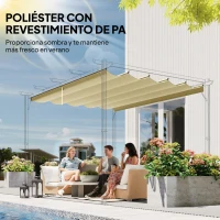 Outsunny Techo de Repuesto Retráctil 3,5x2,6 m para Marco de 4x3 m Toldo de Tela Solo para Cenador Jardín con 10 Orificios Beige(m-5)