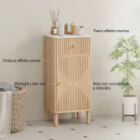 HOMCOM Mobile Bagno Salvaspazio con Cassetto e Anta, per Sala da Pranzo, Salotto, Soggiorno, Cucina, 36x30x80 cm, Rovere(m-6)