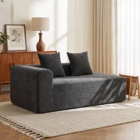 HOMCOM Canapea cu 2 locuri din chenille cu 2 perne șezut cu arcuri fără montaj 71,5x91,5x83 cm Gri închis(m-2)