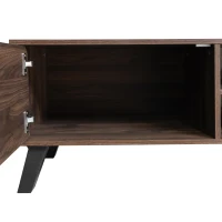 Spacious TV Cabinet with 2 Doors and 2 Open Shelves, Smooth TV Stand with Soft‑Closing Hinges, 160.5L x 35W x 45H cm, Wood(m-7)