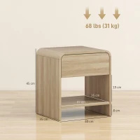 HOMCOM Conjunto de 2 Mesas de Cabeceira Nórdicas com Cantos Arredondados Gaveta e Prateleira Aberta 40x35x45 cm Madeira(m-3)